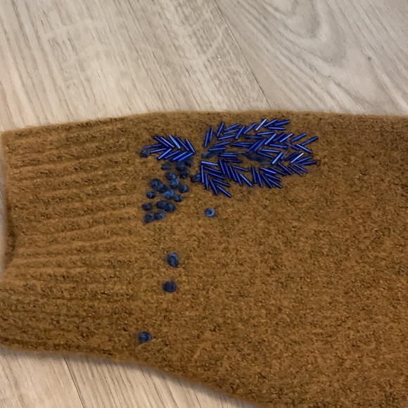 Anthropologie Brown Beaded Grandpa Sweater - Picture 7 of 8